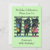 Verjaardagsmuzikant Black Cats Bladmuziek Groen Kaart (Voorkant)