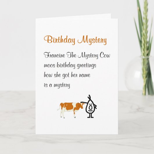 Verjaardagsmysterie Een vrolijk verjaardagsgedicht Kaart (Voorkant)