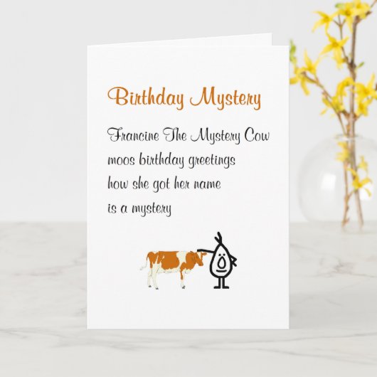 Verjaardagsmysterie Een vrolijk verjaardagsgedicht Kaart (Gele Bloem)