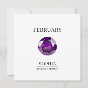 Verjaardagsnaam geboortesteen februari Amethyst Kaart