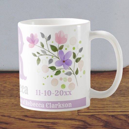 Verjaardagsnaam & Initieel Bloemendesign Koffiemok