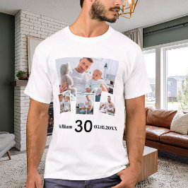 Verjaardagsnaam leeftijd fotocollage t-shirt