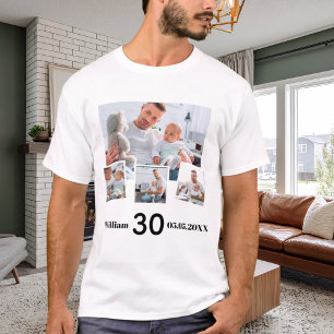 Verjaardagsnaam leeftijd fotocollage t-shirt