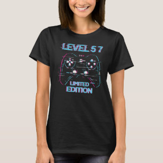 Verjaardagsniveau 57 jaar gaming gebruikt t-shirt