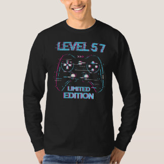 Verjaardagsniveau 57 jaar gaming gebruikt t-shirt
