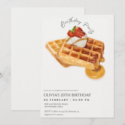 Verjaardagsontbijt, Verjaardagsbrunch Kaart (Voorkant / Achterkant)