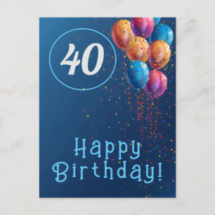 Verjaardagsontwerp met ballonnen en confetti briefkaart