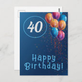 Verjaardagsontwerp met ballonnen en confetti briefkaart (Voorkant / Achterkant)