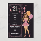 Verjaardagsontwerp met gepersonaliseerde foto-opti uitnodiging briefkaart (Voorkant)