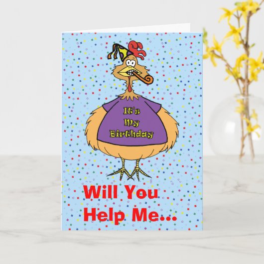 Verjaardagspak Kip Kaart (Gele Bloem)