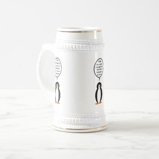 Verjaardagspak praten Ms. Penguin gepersonaliseerd Bierpul (Voorkant links)