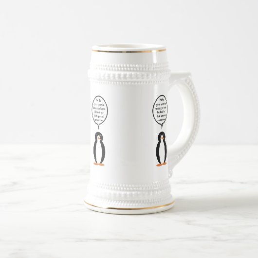 Verjaardagspak praten Ms. Penguin gepersonaliseerd Bierpul (Voorkant rechts)