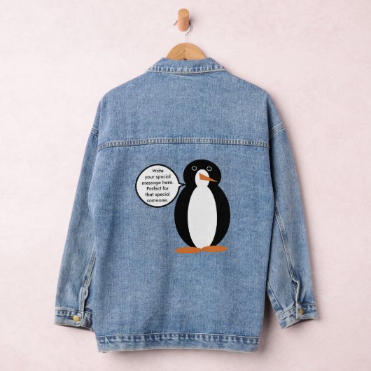 Verjaardagspak praten Ms. Penguin gepersonaliseerd Denim Jacket (Hangar)