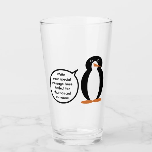 Verjaardagspak praten Ms. Penguin gepersonaliseerd Glas (Voorkant)