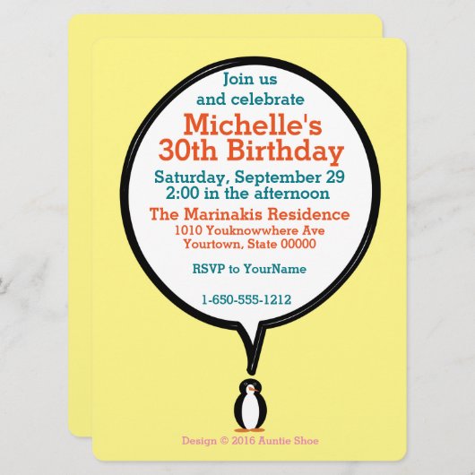 Verjaardagspak praten Ms. Penguin gepersonaliseerd Kaart (Voorkant / Achterkant)