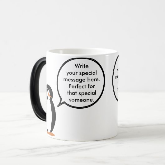 Verjaardagspak praten Ms. Penguin gepersonaliseerd Magische Mok (Voorkant links)