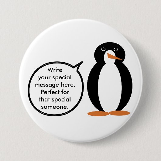 Verjaardagspak praten Ms. Penguin gepersonaliseerd Ronde Button 7,6 Cm (Voorkant)