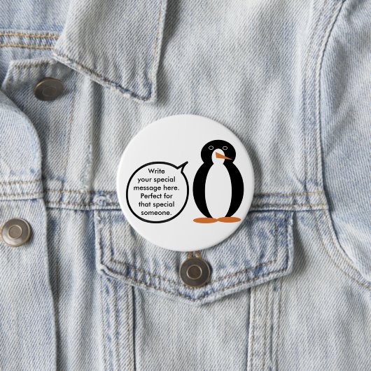 Verjaardagspak praten Ms. Penguin gepersonaliseerd Ronde Button 7,6 Cm (In situ)