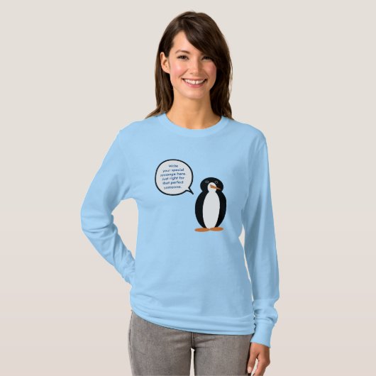 Verjaardagspak praten Ms. Penguin gepersonaliseerd T-shirt (Voorkant volledig)