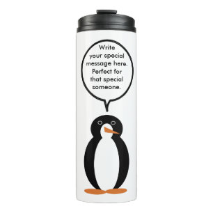 Verjaardagspak praten Ms. Penguin gepersonaliseerd Thermosbeker