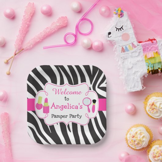 verjaardagspamper van Zebra Papieren Bordje (Feest)