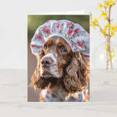 Verjaardagspaniël Dragen Douche Pet Kaart (Gele Bloem)