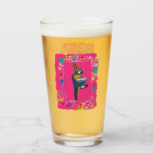 VERJAARDAGSPAPEGAAIEN GLAS (Voorkant gevuld)