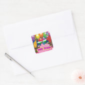 VERJAARDAGSPAPEGAIEN VIERKANTE STICKER (Envelop)