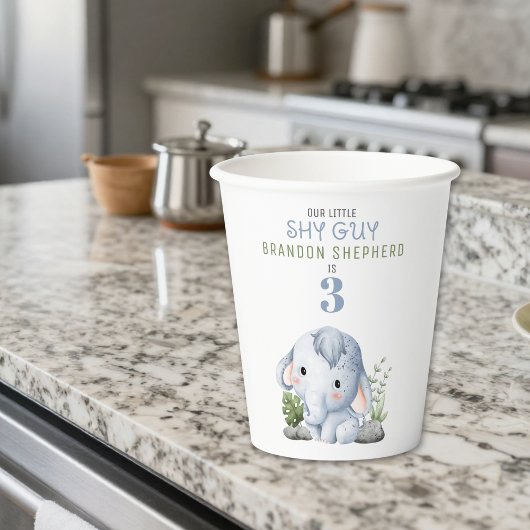 Verjaardagspapier bekers met Shy Guy