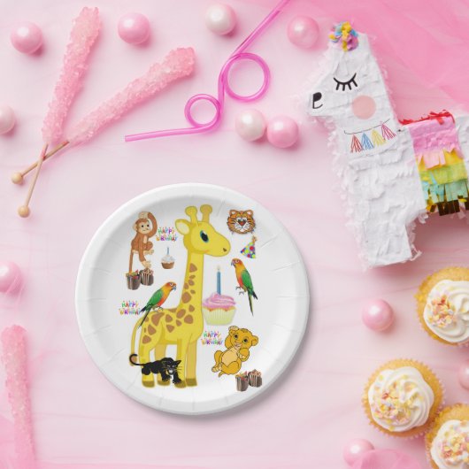 Verjaardagspapier Borden, Giraffe Papieren Bordje (Feest)