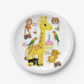 Verjaardagspapier Borden, Giraffe Papieren Bordje (Voorkant)