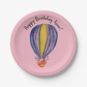 Verjaardagspapier Borden Hete Luchtballon Papieren Bordje (Voorkant)