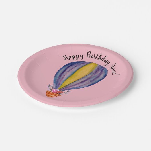 Verjaardagspapier Borden Hete Luchtballon Papieren Bordje (Gekanteld)