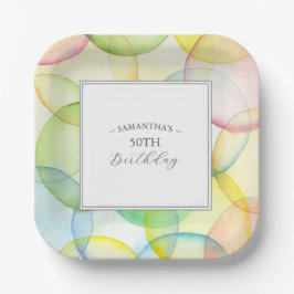 Verjaardagspapier Borden Kleurrijk 50e Papieren Bordje