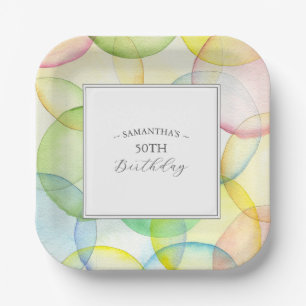 Verjaardagspapier Borden Kleurrijk 50e Papieren Bordje