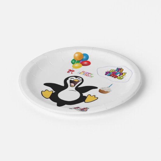 Verjaardagspapier Borden, Pinguïn Papieren Bordje (Gekanteld)