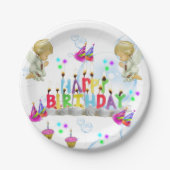 Verjaardagspapier Borden, Twin Angels Papieren Bordje (Voorkant)