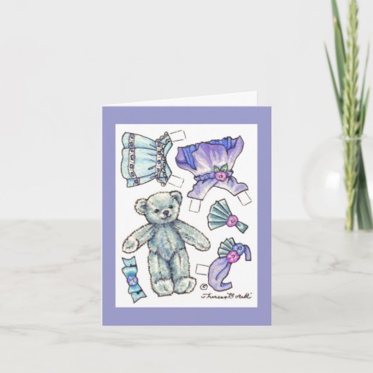 Verjaardagspapier Doll Teddy Kaart (Voorkant)