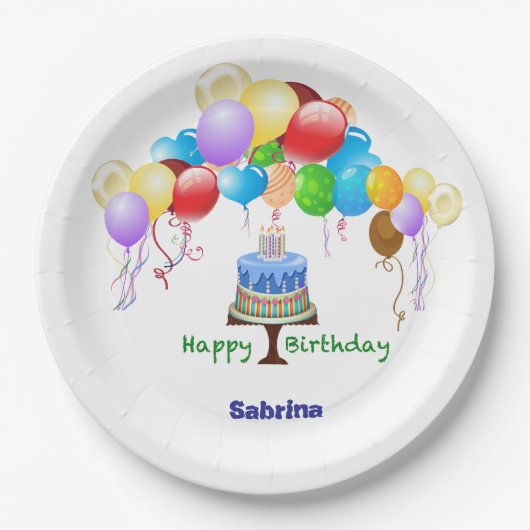 verjaardagspapier papieren bordje (Voorkant)