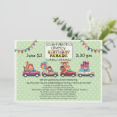 Verjaardagsparade met auto voor kind kaart (Staand voorkant)