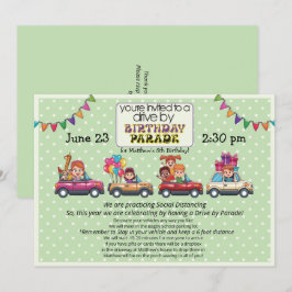 Verjaardagsparade met auto voor kind kaart