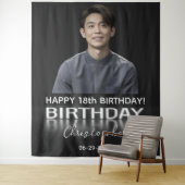 Verjaardagspartij Aangepaste foto Neon licht elke  Wandkleed (In situ)