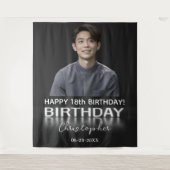 Verjaardagspartij Aangepaste foto Neon licht elke Wandkleed (Voorkant)