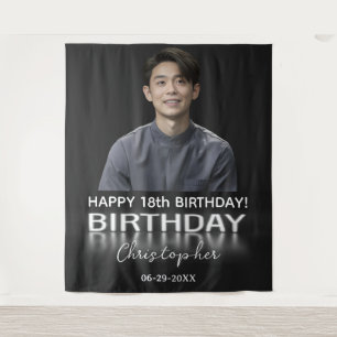 Verjaardagspartij Aangepaste foto Neon licht elke Wandkleed