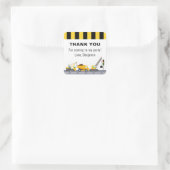 Verjaardagspartij Bouwwagen Dank u Vierkante Sticker (Tas)