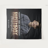 Verjaardagspartij Gepersonaliseerde Foto Neon Goud Wandkleed (Voorkant (horizontaal))