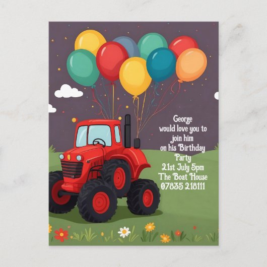 Verjaardagspartij Gepersonaliseerde Uitnodiging . (Voorkant)