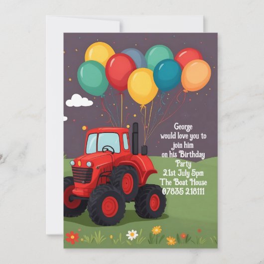 Verjaardagspartij Gepersonaliseerde Uitnodiging . (Voorkant)