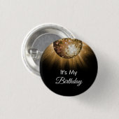 Verjaardagspartij Gouden Sparkle Disco Ball Ronde Button 3,2 Cm (Voorkant /achterkant)