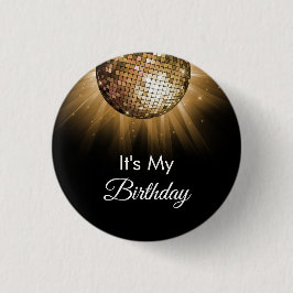 Verjaardagspartij Gouden Sparkle Disco Ball Ronde Button 3,2 Cm